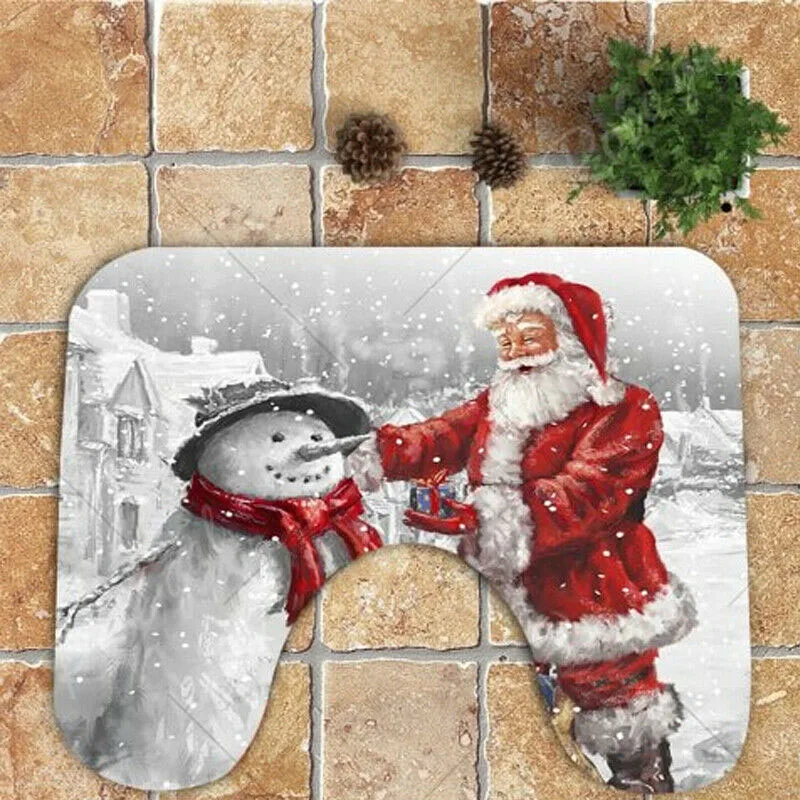 3 шт. рождественское сиденье для унитаза набор Санта-Клаус коврик для ванной комнаты Рождественский Декор для ванной комнаты Санта-Клаус покрытие для унитаза ковер украшение для дома