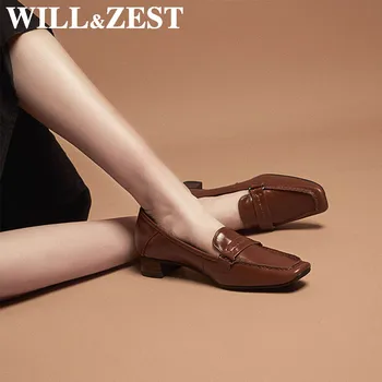

Will&Zest Women'S Loafers 2020 Square Toe Low Heel Shoes Sexy Woman Pumps Luxury Shoes Women Designers Sneakers Casual Autumn