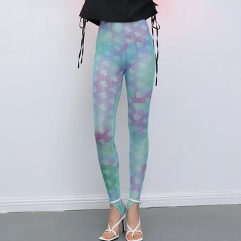 

Yoga Pants for Women Casual Print Hit Color Women Pants High Waist Slim Elastic Fabric Boot Cut Pant for Female Fashion