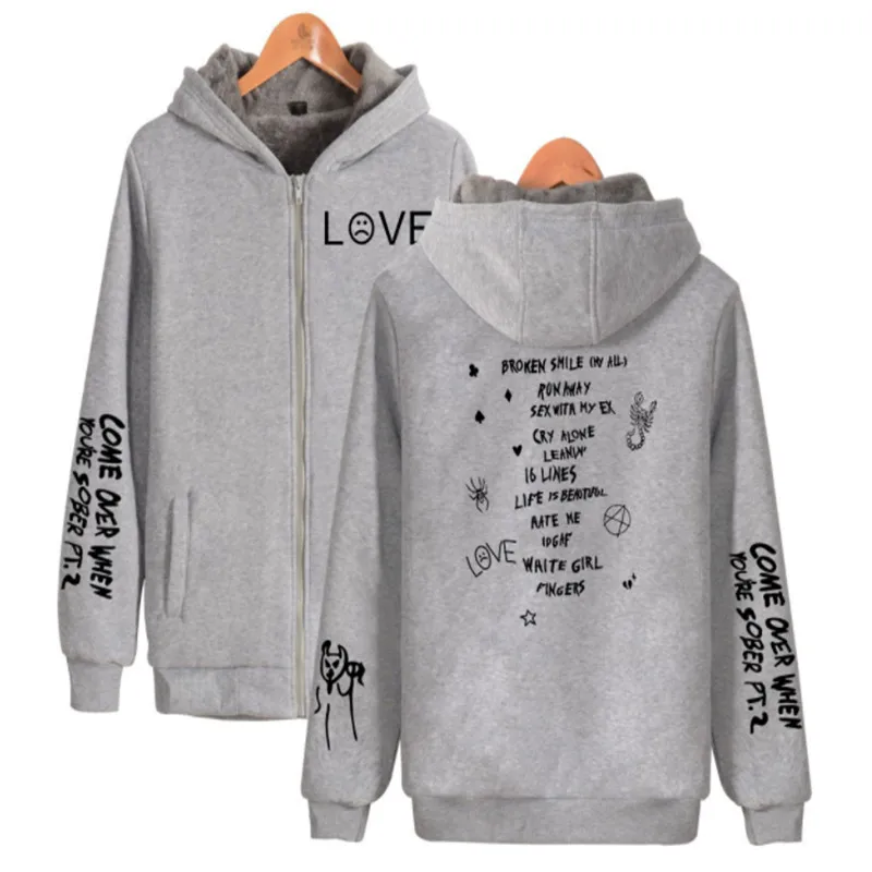 Горячая Распродажа хип-хоп Kawaii толстовки на молнии свитшоты lil peep Harajuku Kpop Женская/мужская одежда топы с принтом размера плюс 4XL