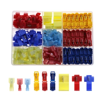

216Pcs Electrical Wire Connectors Terminals T Shape Crimp Terminal Scotch Lock Quick Splice 22-10AWG Electrical Car Audio Kit
