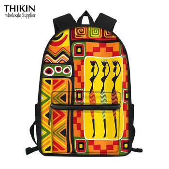 

THIKIN African Mysterious Totem School Bags for Girls Black Art African Print Women Backpack Children Primary Student School Bag