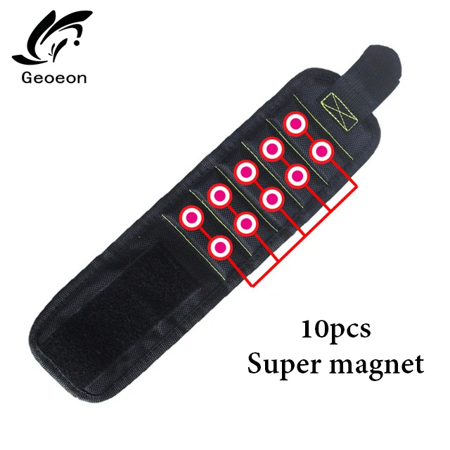 black Geoeon полиэфирный магнитный браслет 10 шт. сильные магниты Портативная сумка электрик сумка для инструментов шурупы держатель для дрели ремонтный инструмент ремень - Цвет: black