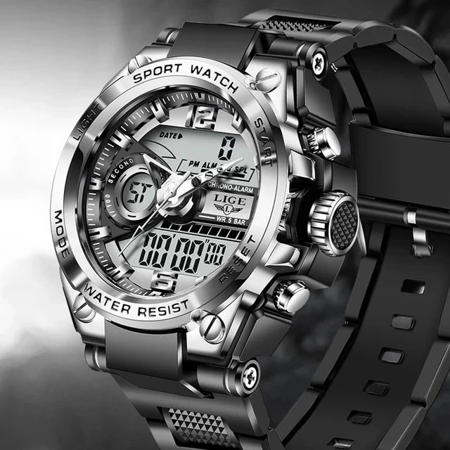 Digital Men Military Watch 50m Waterproof Wristwatch LED Quartz Clock Sport Watch Male Big Watches Men 2