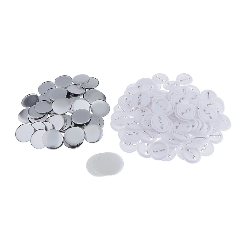 100 Sets 44mm Top/Bottom Cover Pin Button Parts for Badge Maker Machine