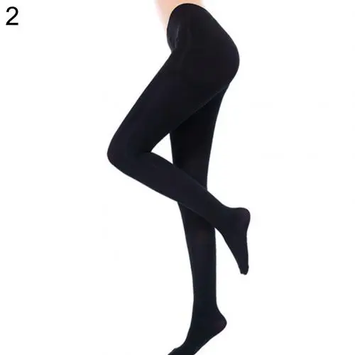 Сексуальные женские одноцветные утолщенные тянущиеся колготки, девятые штаны, теплые леггинсы - Color: Black 2