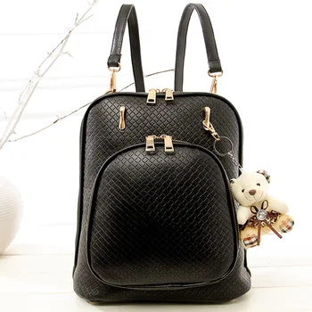 

Han edition embossed pu indentation to send the new bear pendant casual women's double shoulder