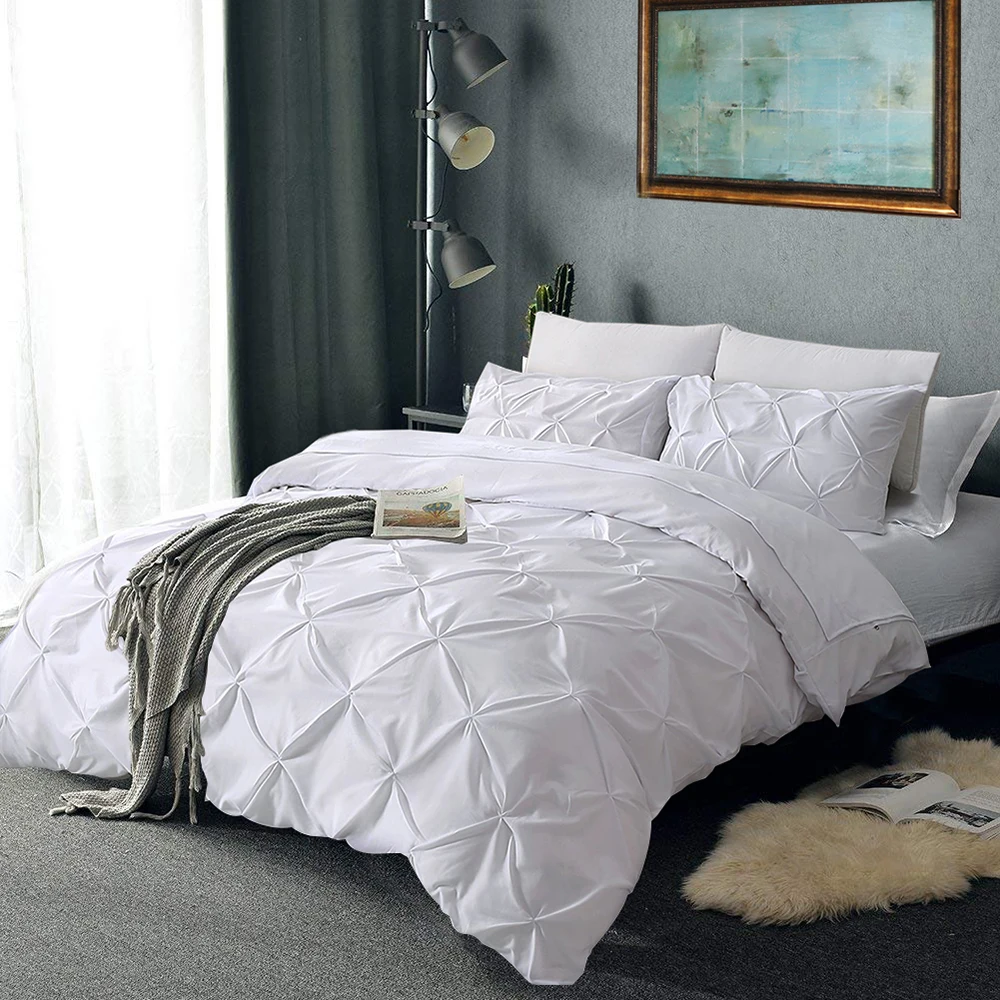 Мягкий зажим для складок спальный набор с одеялом постельных принадлежностей s Pintuck набор пододеяльников и наволочек queen King size постельное белье