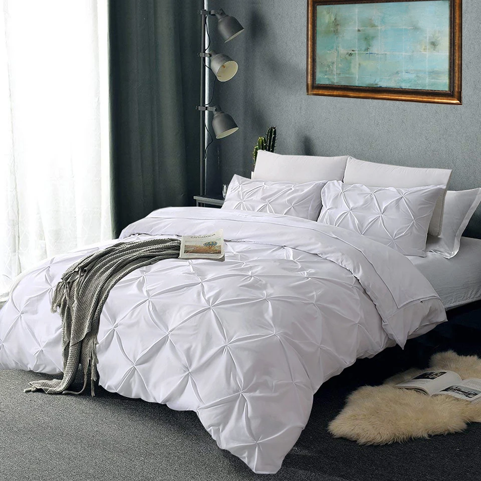 Soft Pinch Pleat Bedding Set Comforter Bedding Sets Pintuck Duvet