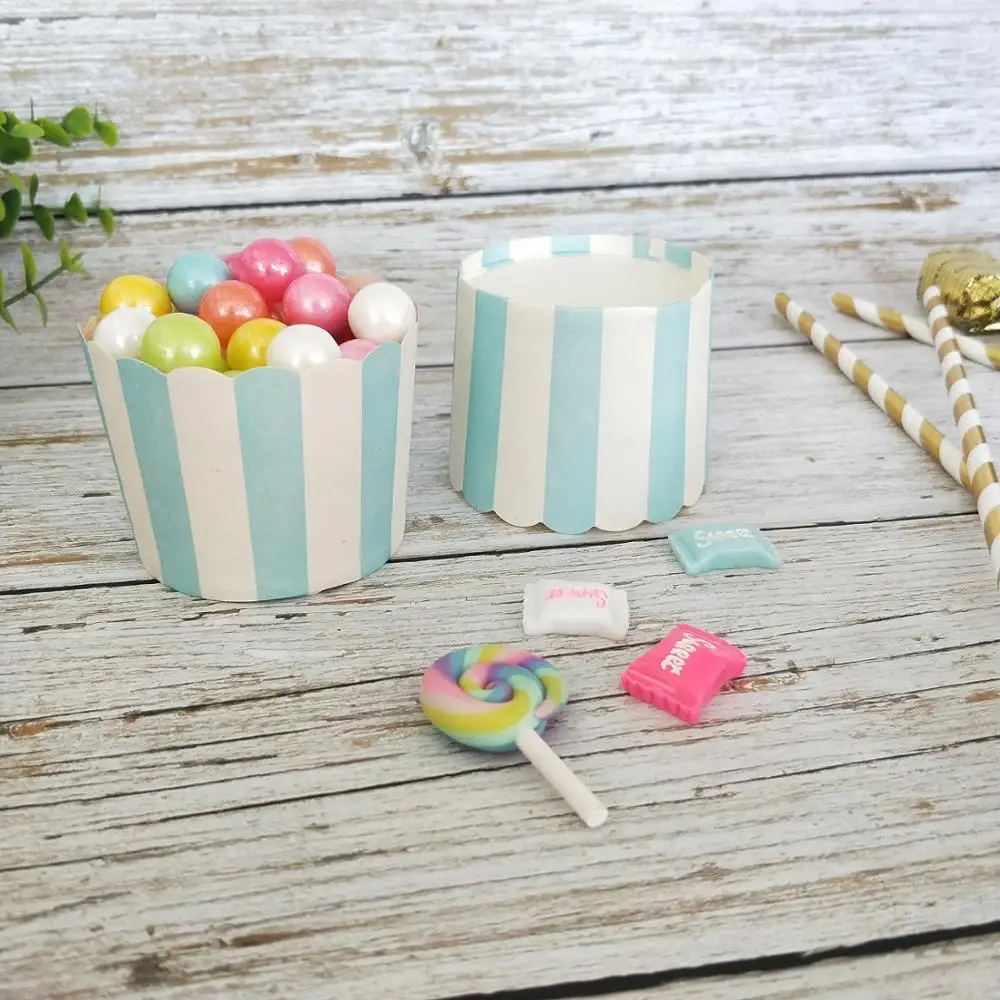 light blue stripes 50 шт большие розовые, синие, черные, белые полосатые бумажные обертки для кексов, мороженого, выпечки, маффинов - Цвет: light blue stripes