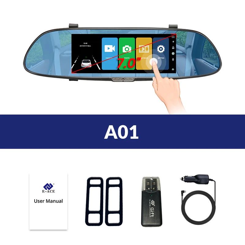 E-ACE A01/A13 Автомобильный видеорегистратор Dashcam FHD 1080P dvr зеркальная видеокамера автомобильная камера с камерой заднего вида авто регистратор видеорегистраторы видеорегистратор