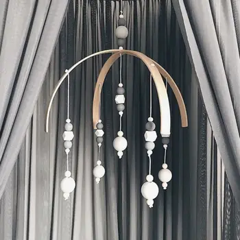 

INS Nordic Style Wooden Beads Wind Chimes Baby Bed Hanging Windbell Kids Room Crib Tent Ornament Baby Gift Home Decoration