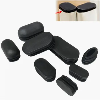 

10pcs Plastic Oval tube insert plug Pipe hole cover non slip table chair leg cap floor protector mat furniture leveling feet pad