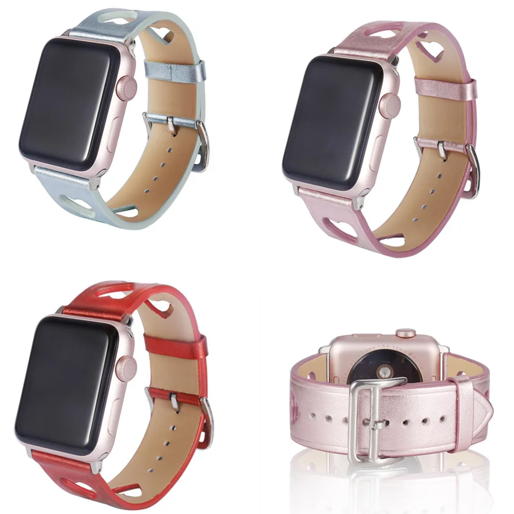 Новый браслет ремешок для Apple watch 42 мм 38 версия кожаные открытые любящей Женщины