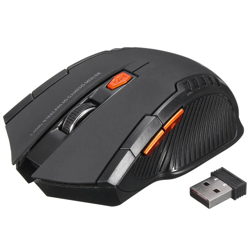 2.4Ghz Wireless Mouse With Usb Receiver For Pc Gaming Optical Mouse Without Battery Black Plastic