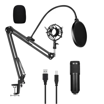 

Microphone Kit USB 192kHZ/24bit Professional Studio Broadcasting MIC with Stand Plug&amp Play For OnLine Live Gaming Chatting
