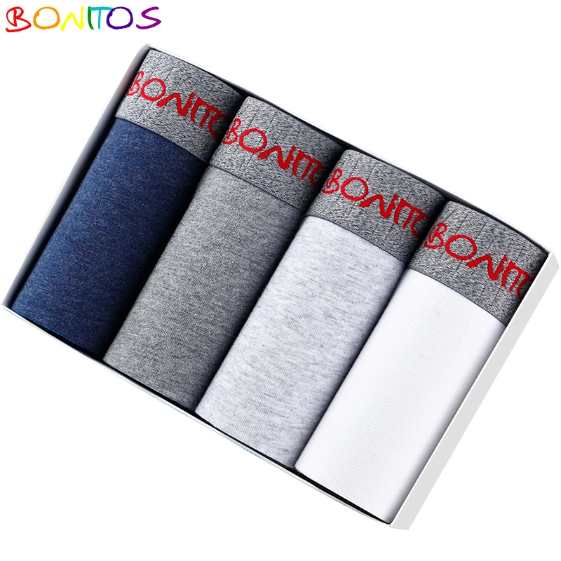 Трусы боксеры мужские 4 шт. хлопок прозрачные длинные нижнее белье|Боксеры| |