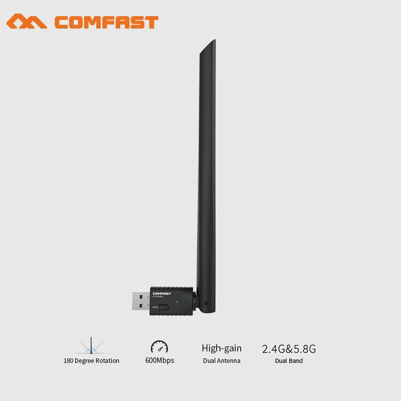 COMFAST 2,4 г+ Wi-Fi 5 ГГц usb Wi-Fi адаптер AC600 600 м Wi-Fi приемник усилитель карты 802.11ac usb Wi Fi Ethernet сетевой карты с антенной