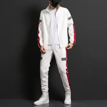 

Men Sportswear Set Brand Mens Tracksuit Sporting Fitness Clothing Two Pieces Long Sleeve Jacket + Pants Casual Men's Track Suit