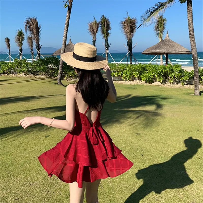 Реальный снимок Ретро бретели Комбинезон супер богиня-фея темперамент Тонкий пляжный комбинезон