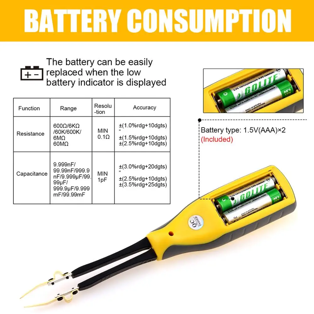 HOLDPEAK 990B Smart Tester Digital SMD Handheld Resistance Capacitance 4000 Counts Tester LCR Meter/ESR Meter/Digital Multimeter