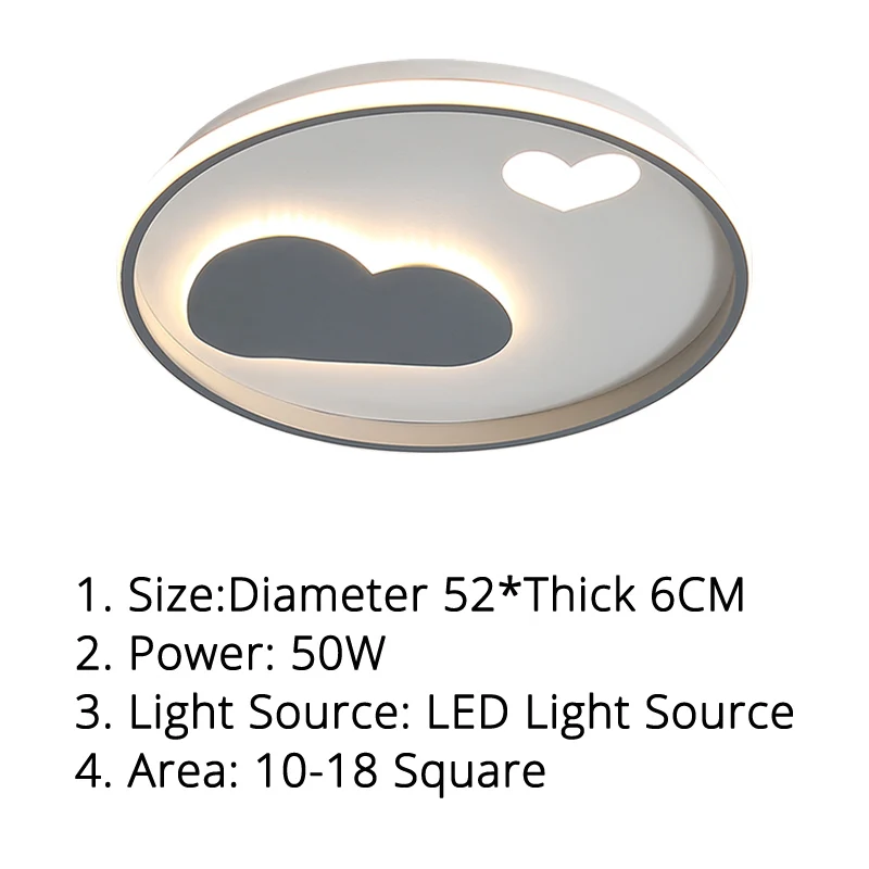 8807 gray 50W Современный потолочный светильник в скандинавском стиле, креативный светильник для детской комнаты, лампа для спальни, лампа для гостиной, светодиодный потолочный светильник - Цвет корпуса: 8807 gray 50W