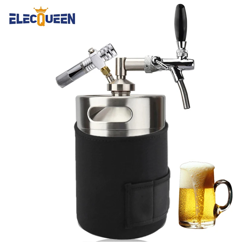 5L Mini Beer Keg Home Brewing Growler Stainless Steel Premium Kegs Kegerator Craft Dispenser Use 8g CO2 Cartridge | Дом и сад