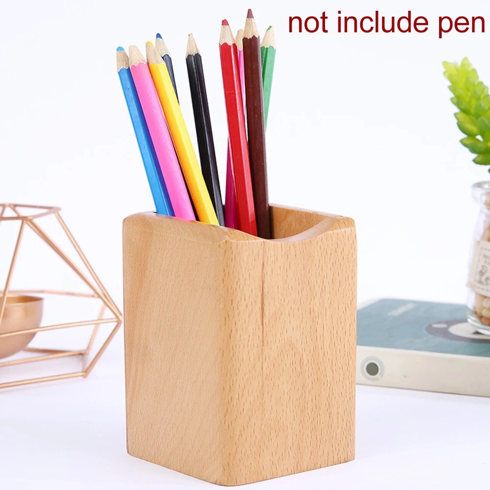 

Wear Resistant Square Decoration Storage School Office Organizer Home Container Wooden Stand Multifunction Pen Holder Stationery