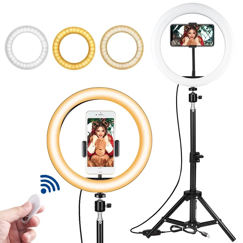 

10 inch LED ring Light Dimmable LED ring Light Lamp Desktop LED Lamp 3 Light Modes ringlight for makeup youtube with tripod