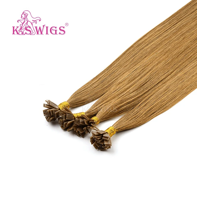K.S Wigs 24'‘ Remy Pre Bonded Flat Tip Human Hair Extensions Straight Double Drawn Capsules Keratin Fusion Hair 1g/s
