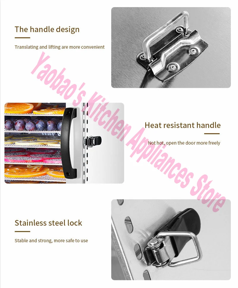 LT-58 10Layers Capacity Food Dehydrator Fruit Dryer Machine Household Dried Fruit Machine Pet Snack Stainless Steel Grid 1000W