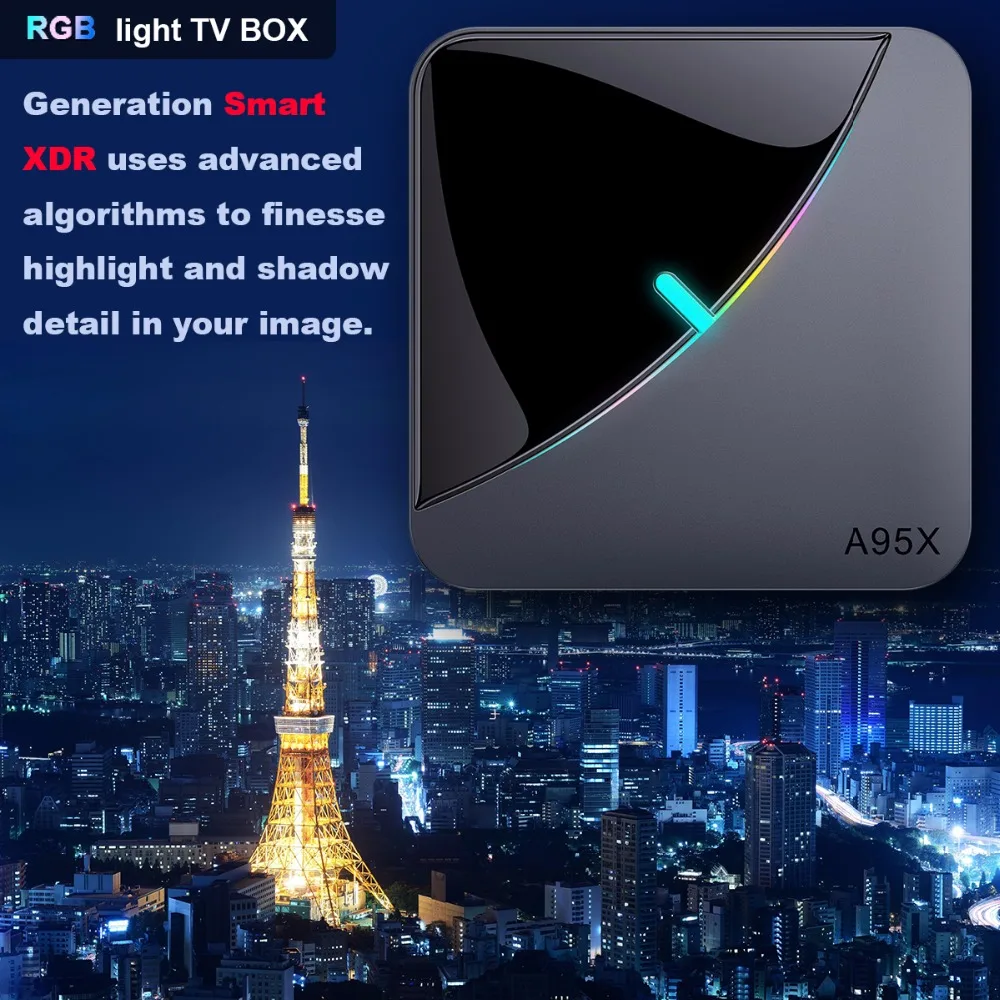 XGODY поддержка PLEX RGB светильник Смарт ТВ приставка Amlogic amlogic S905X3 A95X F3 Android 9,0 4k ТВ приставка 4 Гб ram двойной wifi