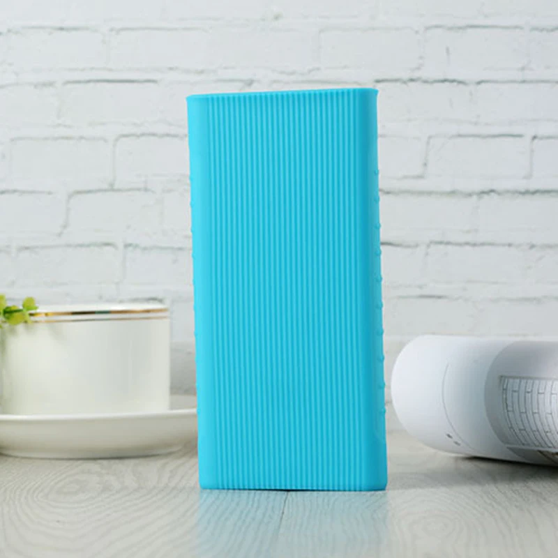 Blue Защитный чехол для нового Xiaomi power Bank 2 10000 MAh двойной USB порт силиконовый чехол для телефона power макет банка PLM09ZM - Цвет: Blue