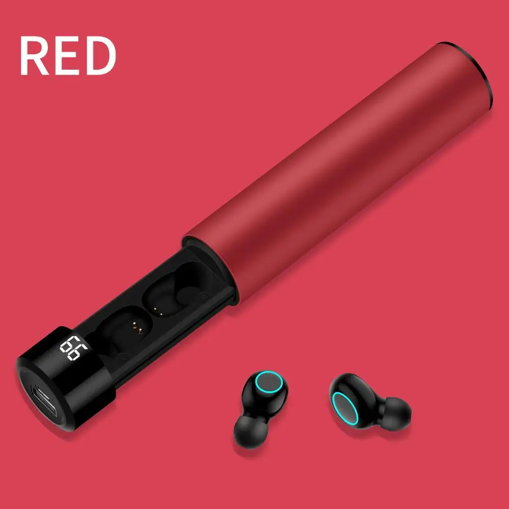 TWS беспроводные наушники Q67 Bluetooth наушники 5,0 Спортивная гарнитура с микрофоном IPX5 водонепроницаемые наушники беспроводные наушники - Цвет: red
