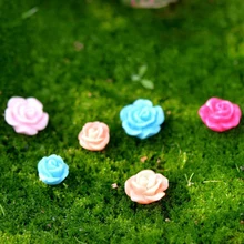 Artificial Flower Colourful Rose Small Statue Doll Toy Figurine Garden Home Car Wall Sticker Crafts Miniatures Decoration