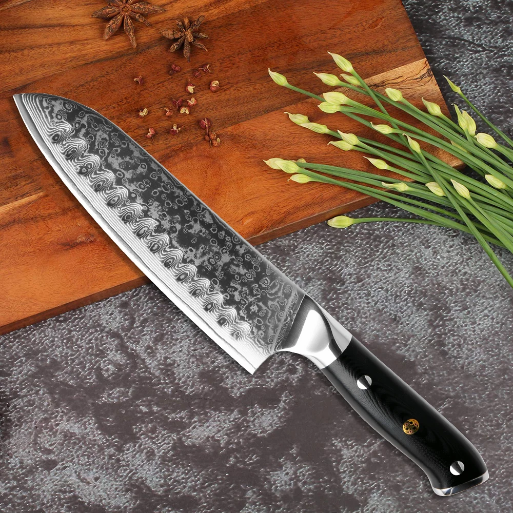 XITUO нож сантоку из дамасской стали VG10 стальной японский кухонный нож повара Острый кухонный топорик суши Gyuto антипригарный G10 Ручка инструмент для приготовления пищи