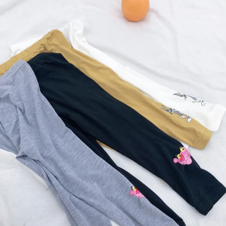 Summer Childrenswear Girls Modal Cartoon Printed Leggings Children Baby Ultra-Thin Leggings