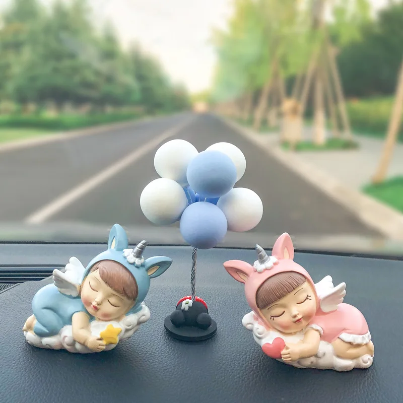 Cute Angel Doll Car Decoration Dashboard Pearl Feather Cushions Advertising Balloon Set Combination Decorations And Ornaments