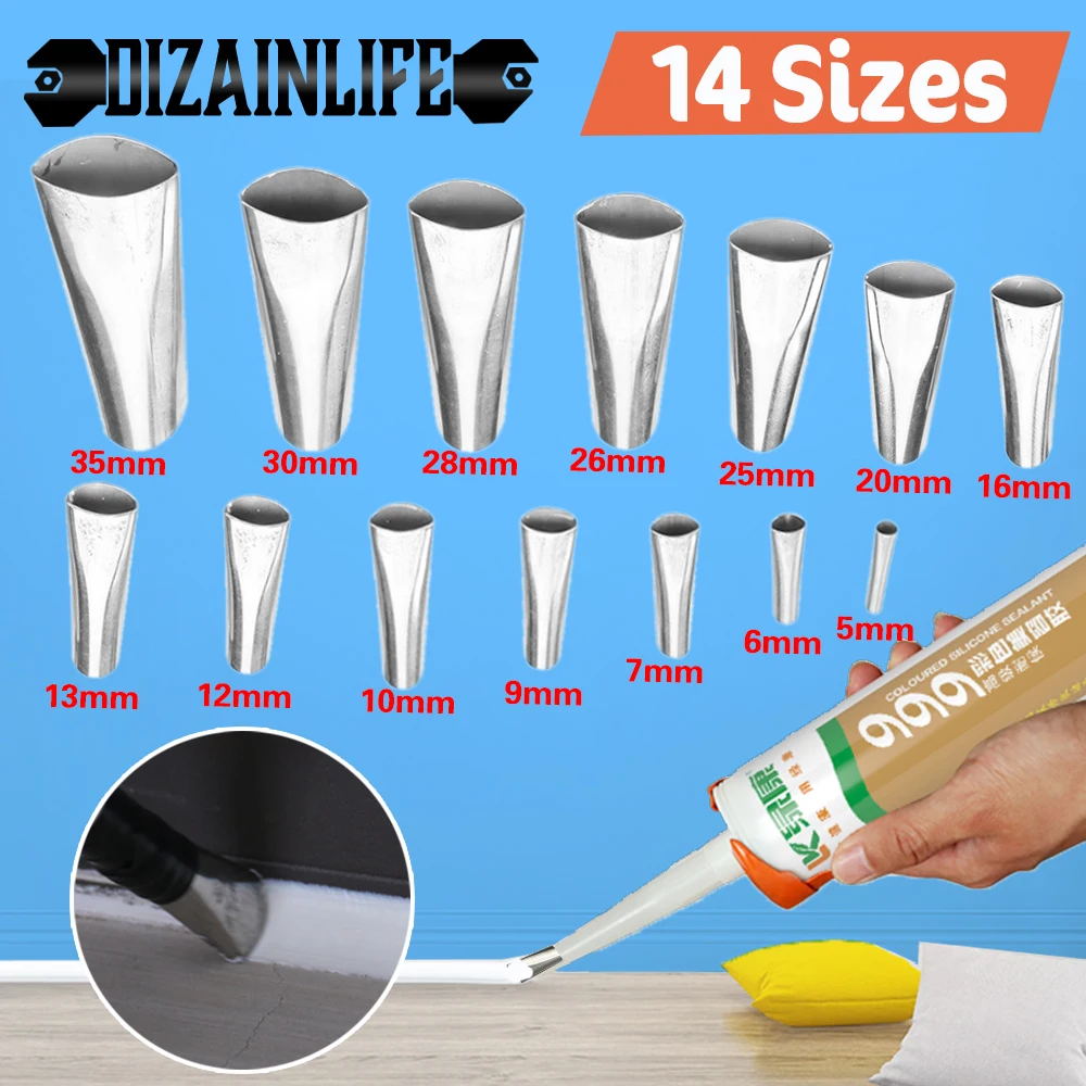 7Pc Stainless Steel Nozzle Spatulas Filler Spreader Tool Caulking Finisher Tools 