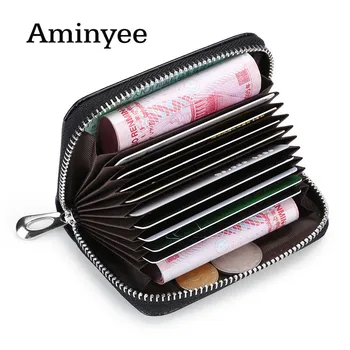 

Aminyee Organ Bank ID Credit Card Holder Wallet Women Men Red/Black/Blue/Pink/Coffee Business Cardholder Leather Cards Wallet
