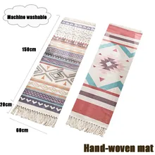 Из хлопка и льна с кисточкой плетённые коврик, напольный ковер двери гобелен для спальни накидка на мебель Чай Гостиная 60x150 см Ковер