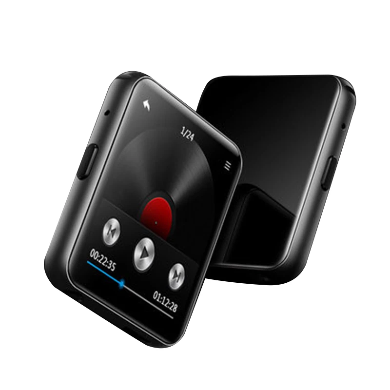 Мини-клип MP3-плеер Bluetooth с 1," сенсорным экраном MP3 музыкальный плеер Портативный hifi металлический аудио плеер с FM для бега - Цвет: Серебристый