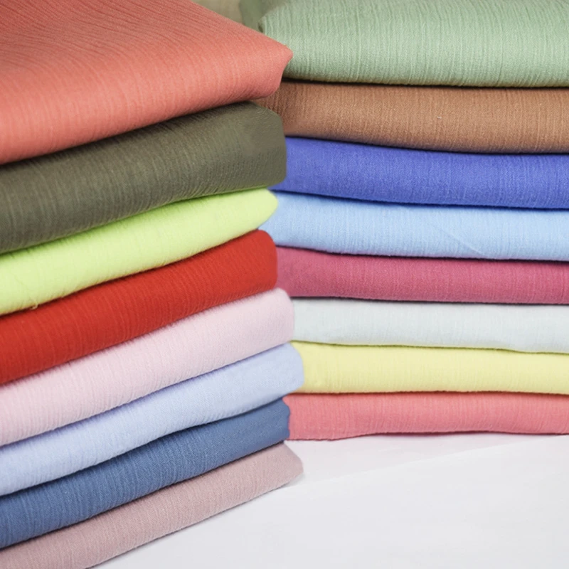 100 Cotton Crinkle Muslin Gauze Cotton Crepe Fabric Material For Dress