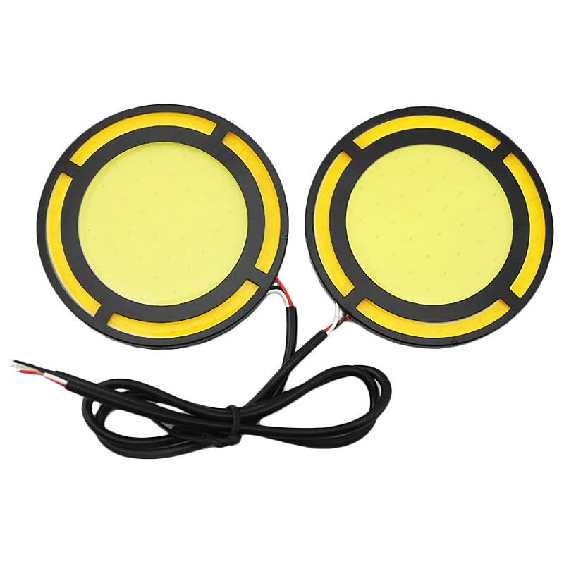 2 шт. автомобиль желтый + белый Cob Светодиодный дневной светильник лампы Led Drl