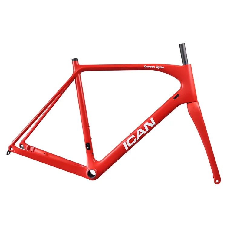 Single Color ICAN Carbon Cyclocross Frame T700 Carbon Fiber di2 Disc Cx Frame With BB86 700*38C Max Tire - Цвет: Single Color