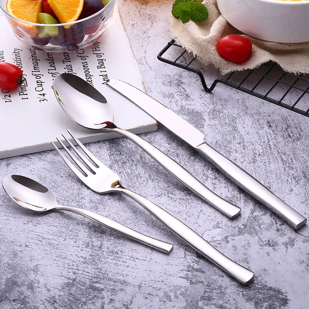 Cutlery Set 2019Top 4Pcs Set Stainless Steel Upscale Dinnerware Flatware Cutlery Fork Spoon Teaspoon Kitchen Accessories