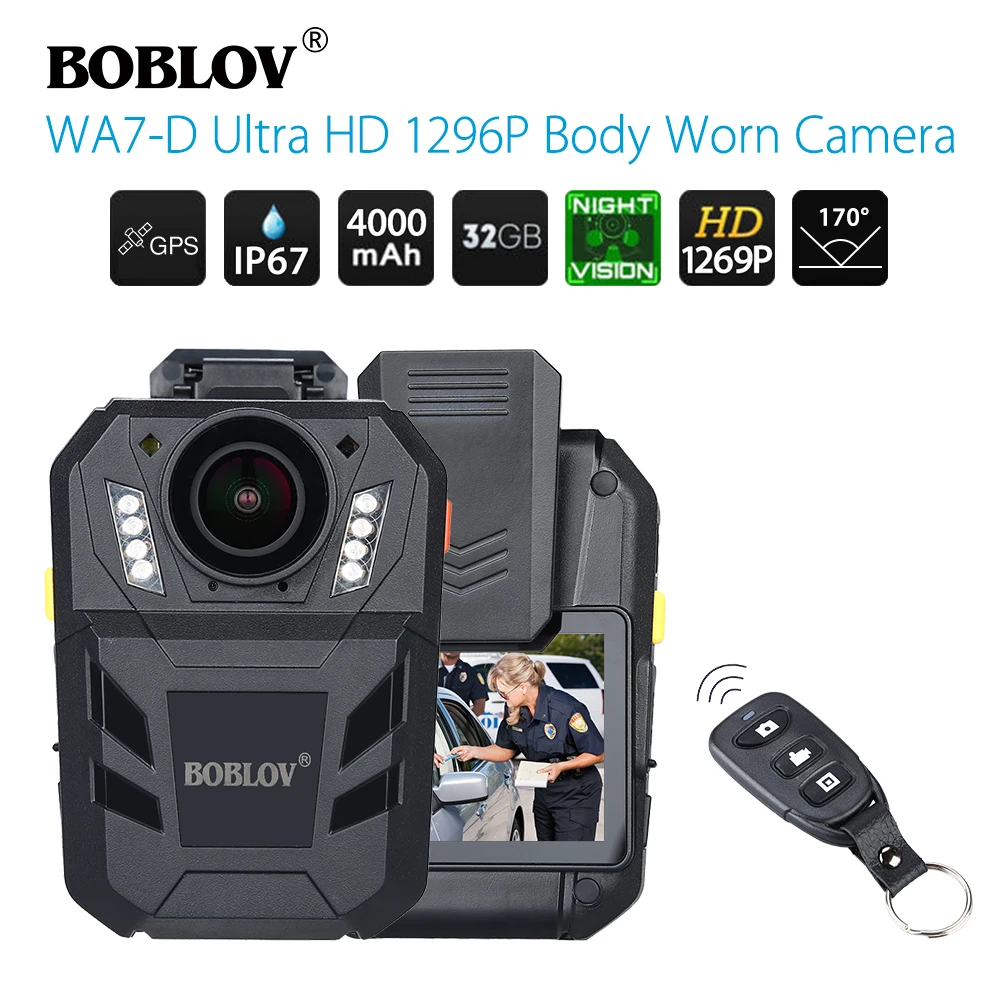 Top BOBLOV WA7-D Ultra HD 1296P 32GB 2.0" LCDs Body Worn Police Camera Video DVR 