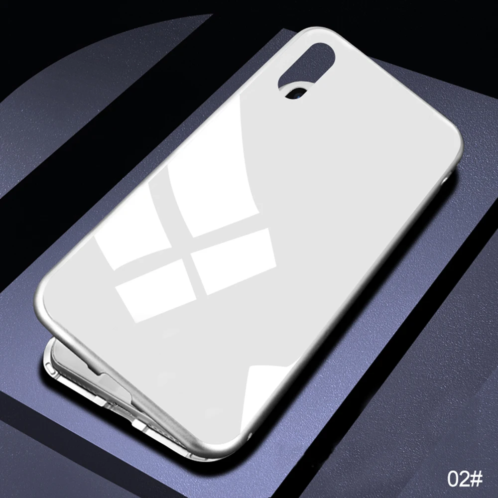 Full white Для iphone 7 чехол с магнитной адсорбцией мобильный чехол для телефона для iphone X 8 Plus прозрачное закаленное стекло встроенный Магнит Стильный чехол - Цвет: Full white