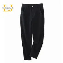 

2021 LEIJIJEANS Plus Size 6XL Warm Jeans High Waist Women Black Women Femme Trousers Inside Thickness Pants 100 KGS for Lady