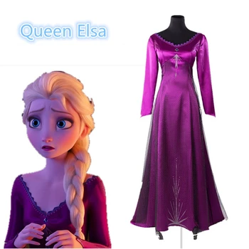 

2019 New Queen Elsa 2 Night Dress Cosplay Costume Adult Female Cos Princess Outfit H